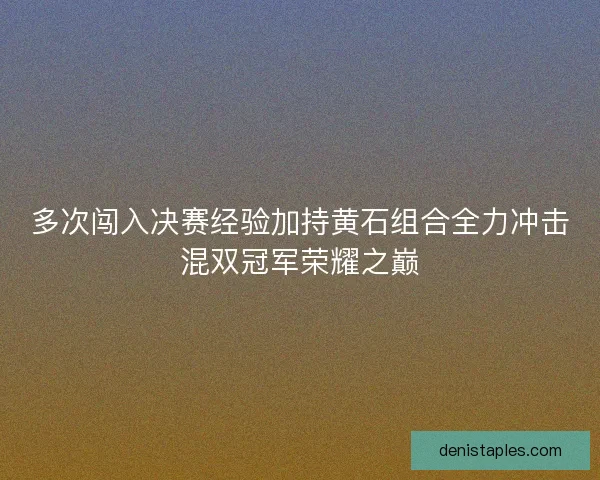 多次闯入决赛经验加持黄石组合全力冲击混双冠军荣耀之巅